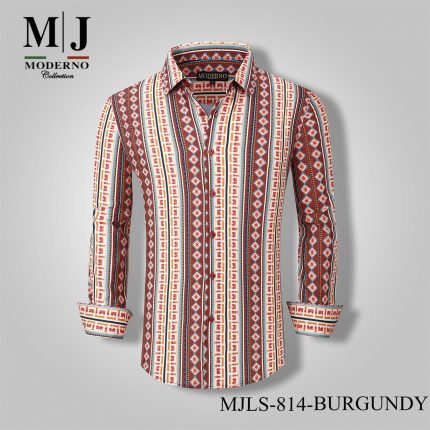 SHIRT #MJLS-814-BURGUNDY MODERNO