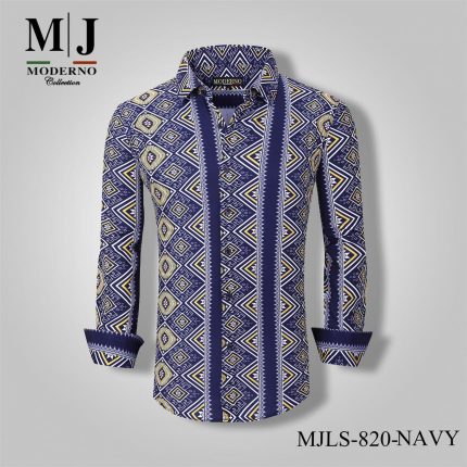 SHIRT #MJLS-820-NAVY MODERNO