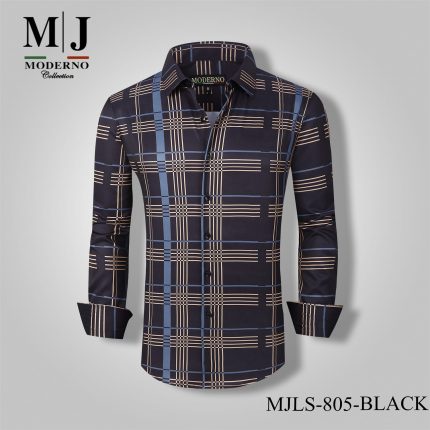 SHIRT #MJLS-805-BLACK MODERNO